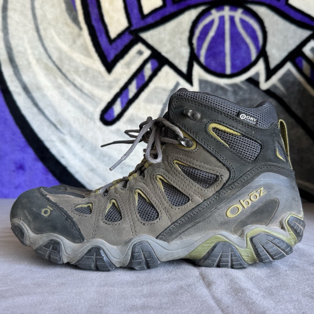 Oboz Men Sz 9 Sawtooth II Waterproof Mid Hiking Boots‎ Grey Waterproof Gorpcore
